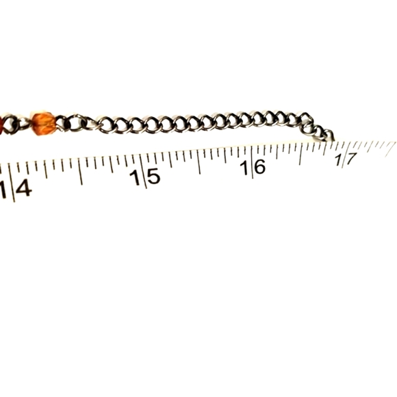 VINTAGE FAUX GLASS AMBER PENDANT BEADED CHAIN Y-SHAPED LARIAT 14-17" NECKLACE - Picture 7 of 9